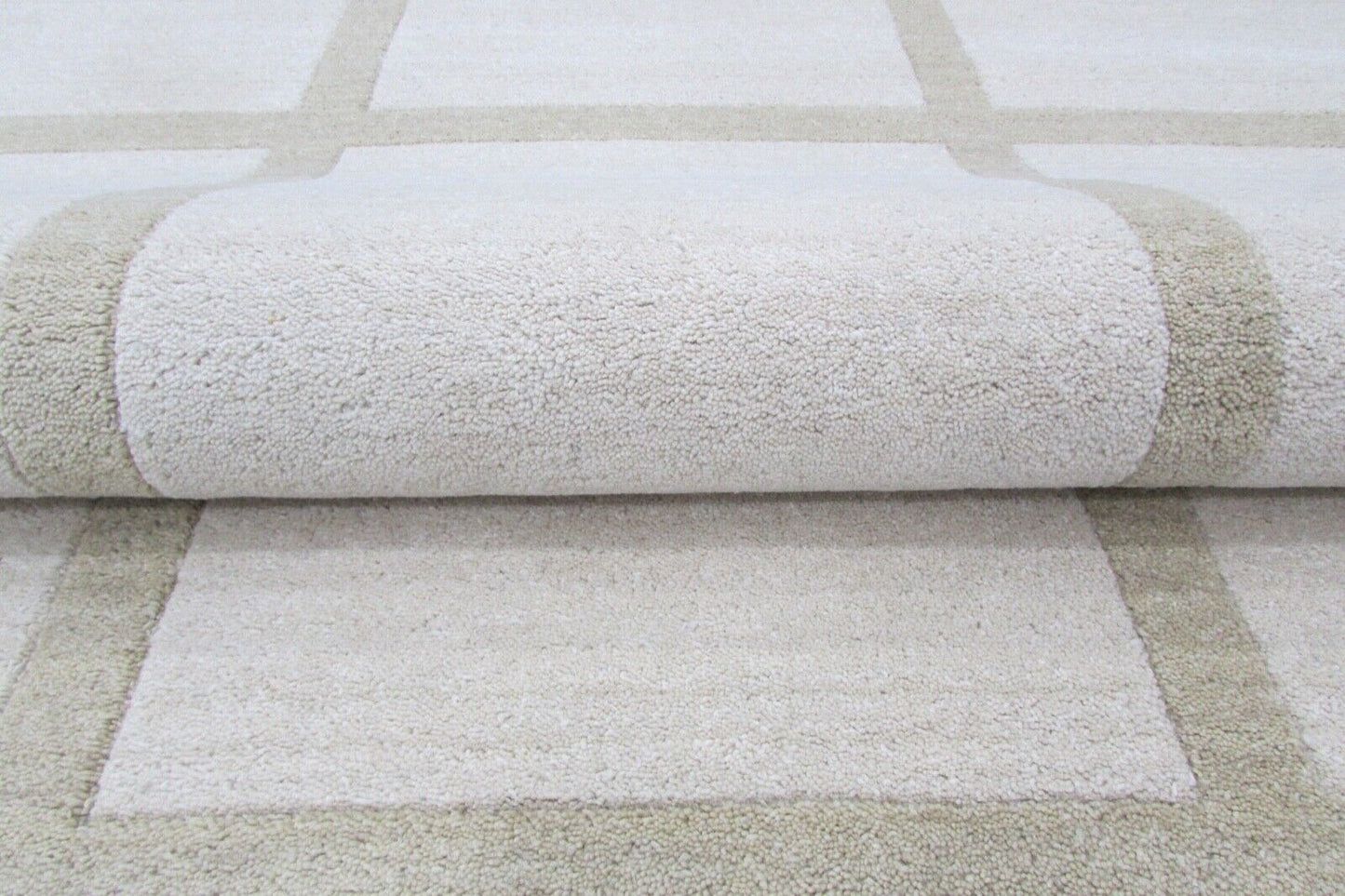 Elfenbeinfarbe Teppich 100% Wolle Beige 160X230 cm Handarbeit Handgetuftet T821