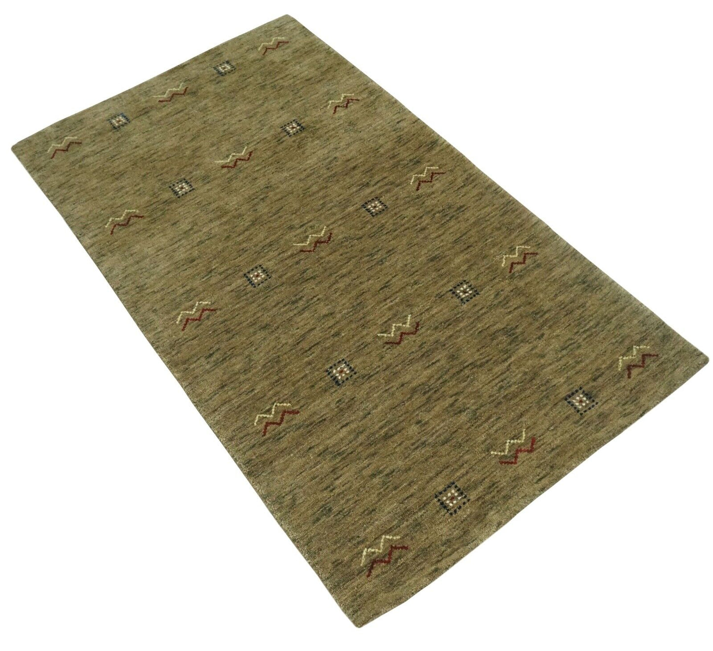 Gabbeh Beige Teppich 100% Wolle Handgewebt  90x160 cm Lori Debbich Lr727