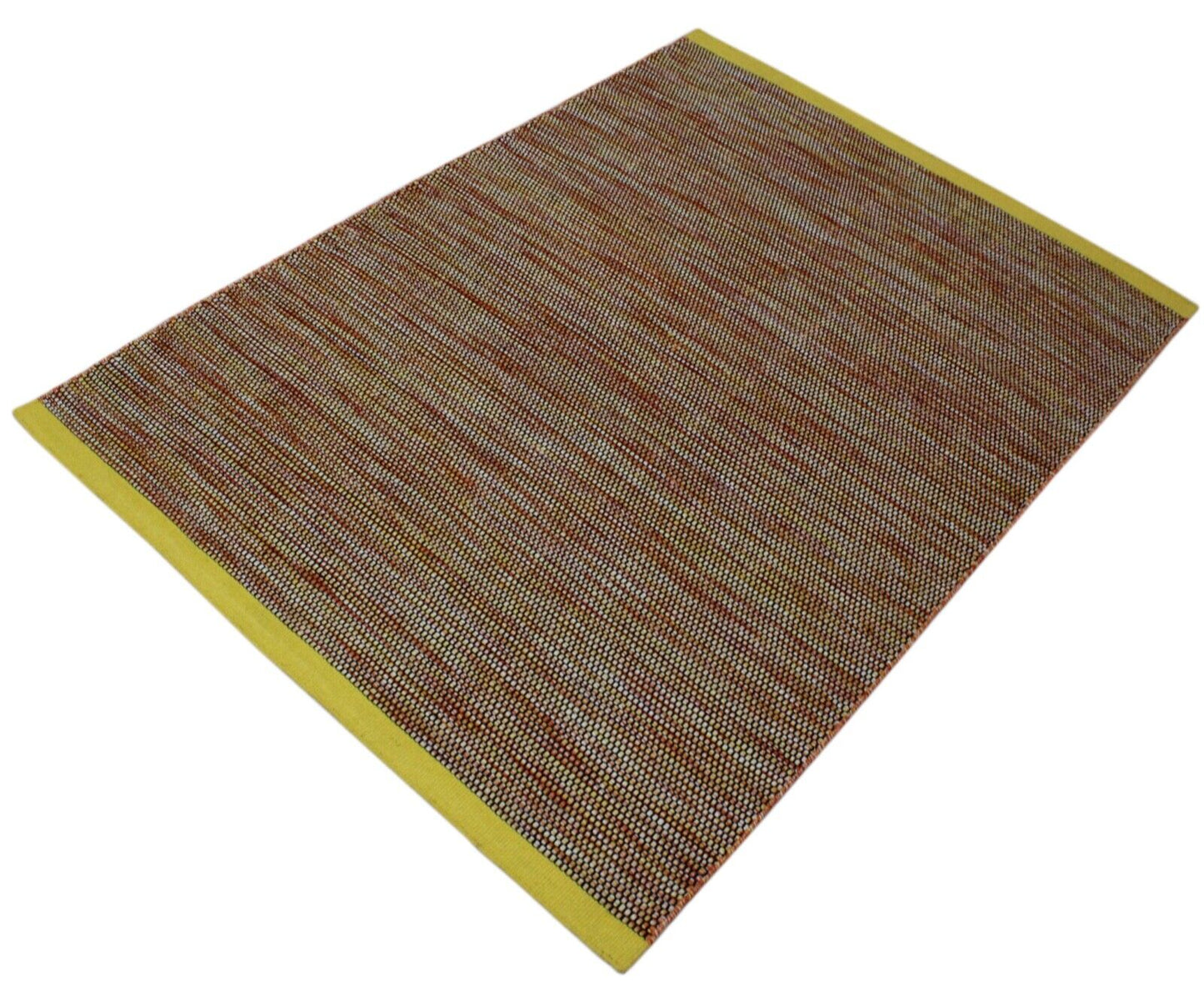 Gold Wohnzimmer 100% wolle Teppich Orange Gelb Flachgewebe 170x240 cm Kilim