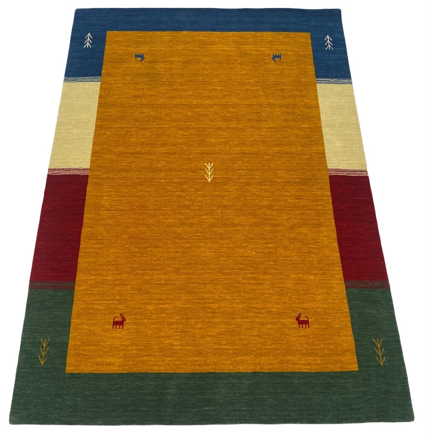 Gabbeh Teppich 100% Wolle 170x240 cm Handgewebt  Lori Debbich Handloom B.Gold