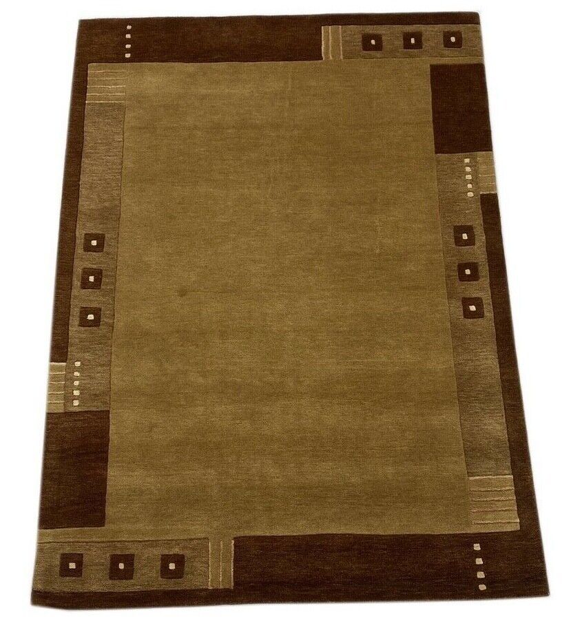 Kamelfarbe Teppich 140X200 CM 100% Wolle Beige Handgetuftet Braun T4