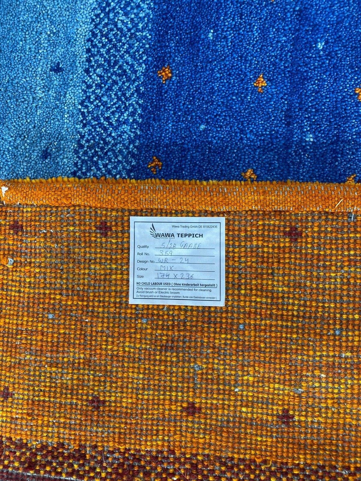 Gabbeh Teppich 100% Wolle Orange Rot Blau Grün Gold Handgeknüpft 174X236 cm WR24