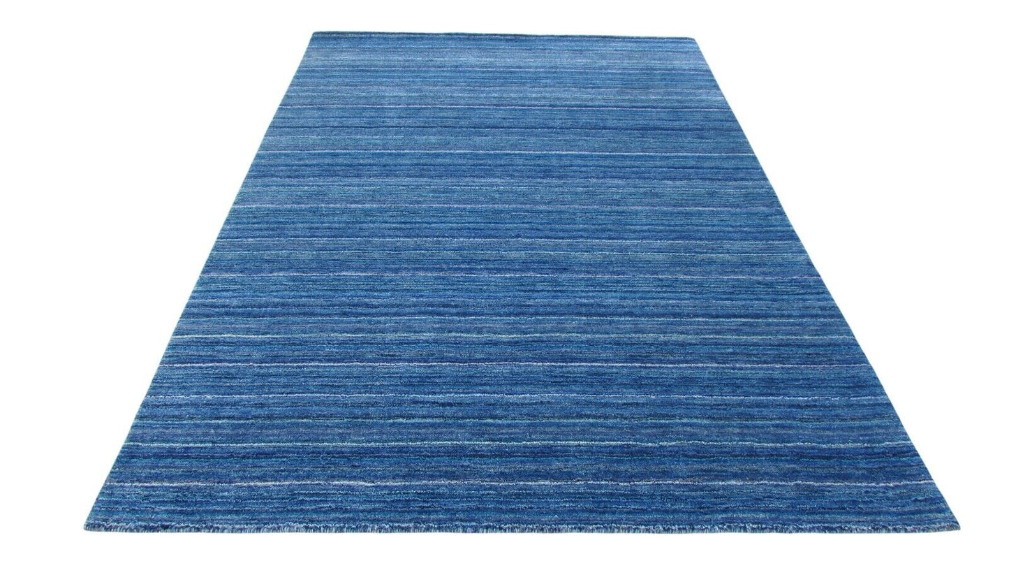 Gabbeh Teppich Blau 100% Wolle Orientteppich Handgefertigt Loom 168X238 CM HL172