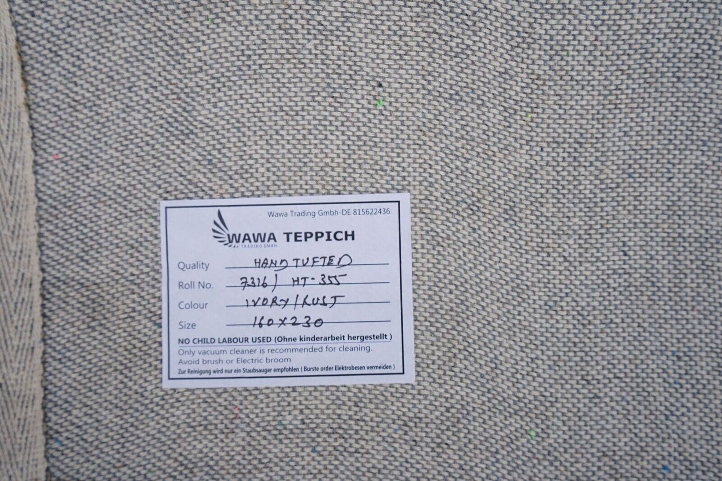 Teppich 100% Wolle Orange Beige 160X230 cm Orientteppich Handgetuftet HT355