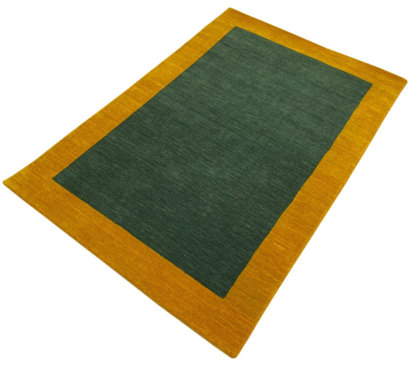 Grün Gold Teppich 100% Wolle Gabbeh 120x180 cm Handgewebt Home Deko WR151