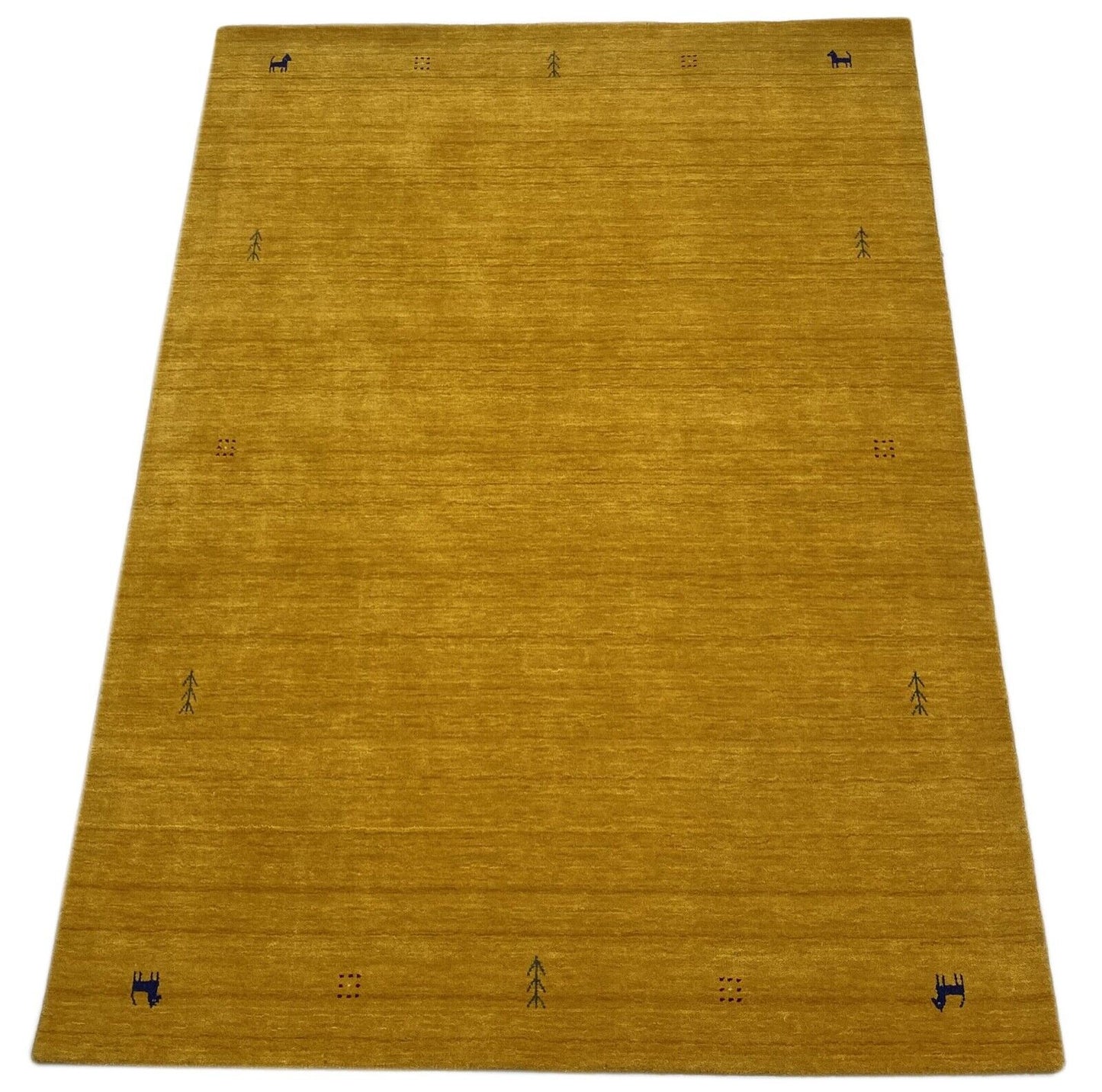 Wohnzimmer Gold Gabbeh Teppich 100% Wolle 170x240 cm Orient Handgewebt WR1