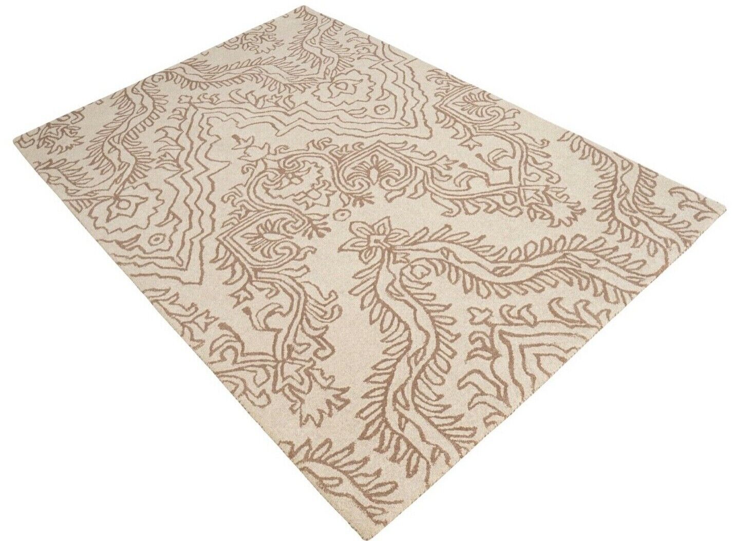 Beige Teppich 100% Wolle 160X230 cm Orientteppich Handgetuftet HT230