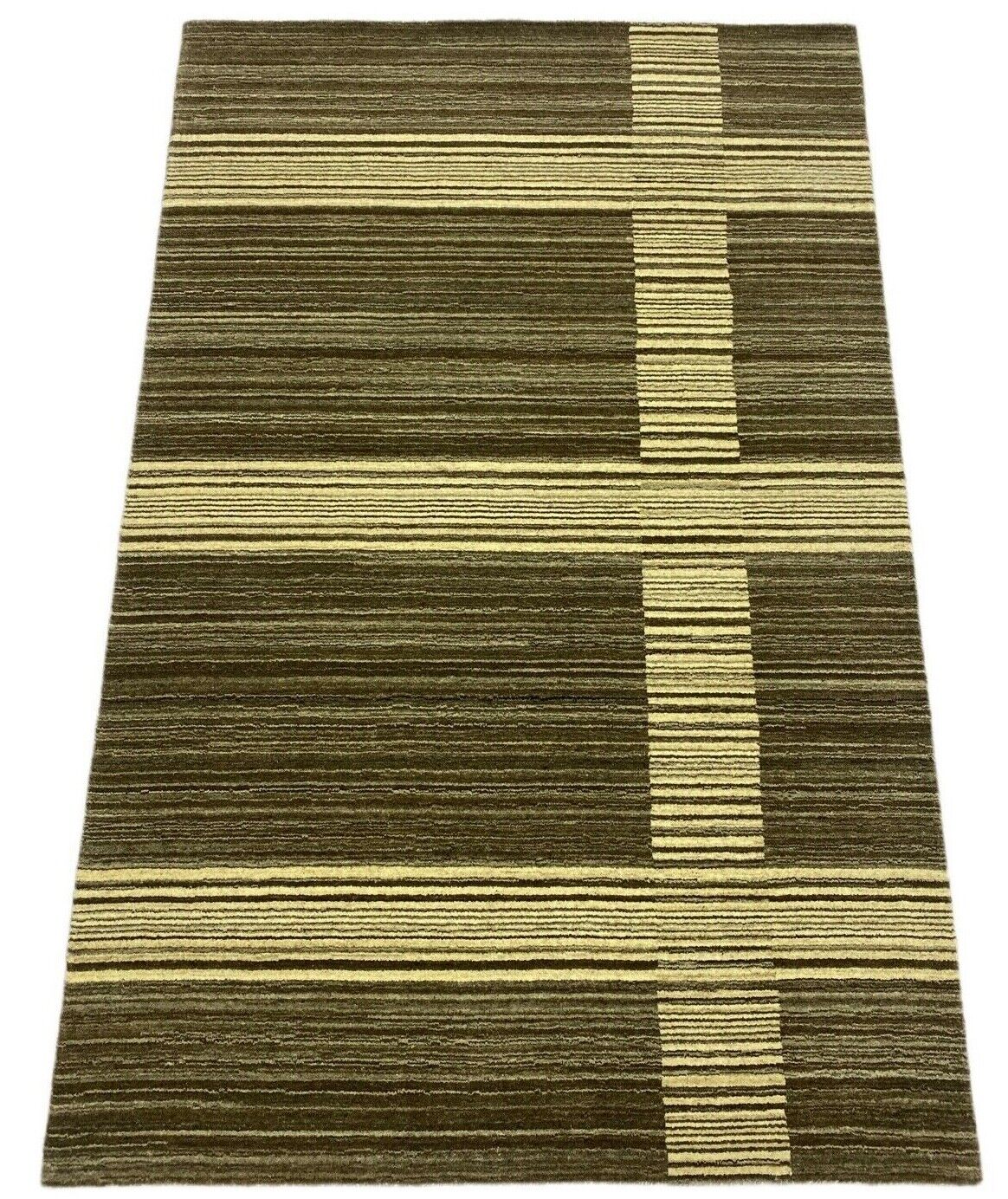 Teppich 100% Wolle Grau Braun Beige Gabbeh Handgewebt 125x190 cm Naturwolle S124