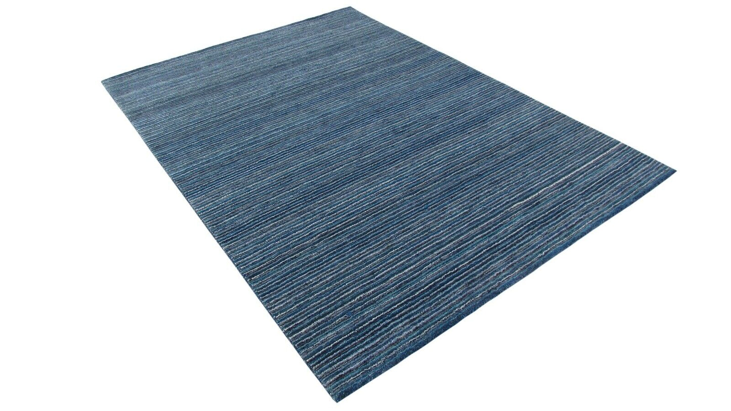 Gabbeh Teppich Blau 100% Wolle Orientteppich Handgefertigt Loom 165X240 CM HL170