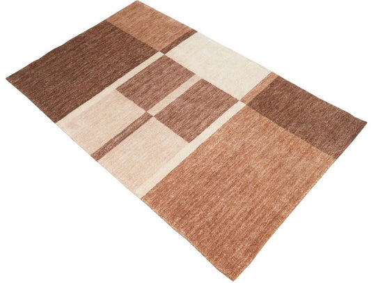 Braun Beige Teppich 100% Wolle Handgewebt 111X183 cm Lori Buff Lr449