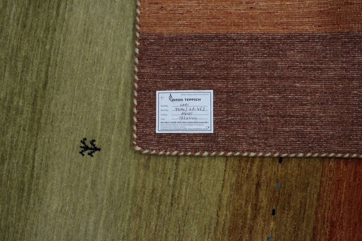 Gabbeh Teppich Grün Orange Beige 100% Wolle 170x240 cm Orient Handgewebt Lr456