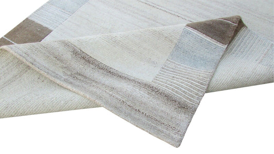 Nepal Teppich Handgeknüpft Beige Grau 100% Wolle Orientteppich 165x227 cm N-94