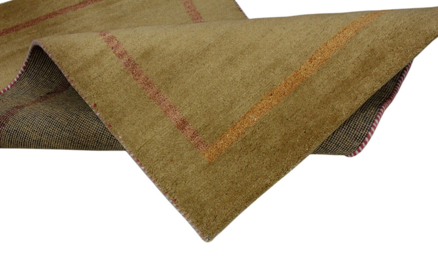 Gabbeh Teppich 90x160 cm Gold Handgeknüpft 100% Wolle Orientteppich R596