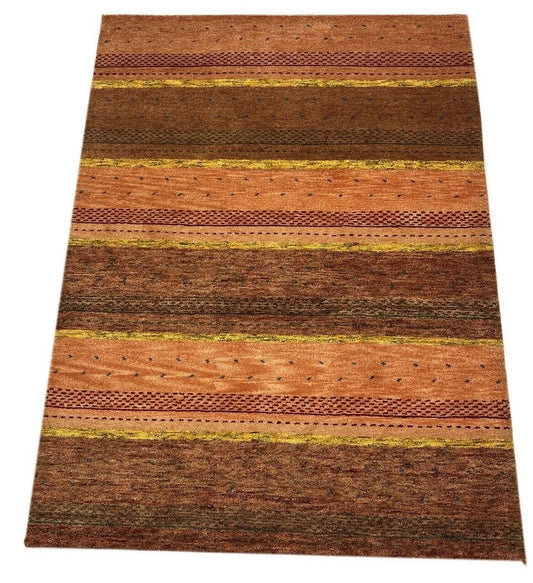 Gabbeh Teppich 100% Wolle Orange Rosa Braun Gold Handgeknüpft 174X235 cm WR30