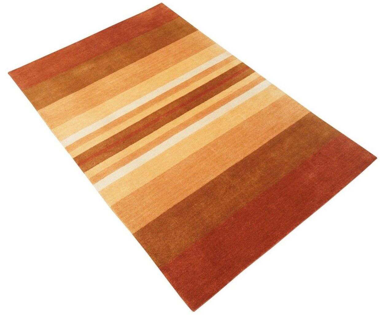 Gold Orange Beige Teppich 115x180 cm Handgewebt 100% Wolle Lori Buff Lr429