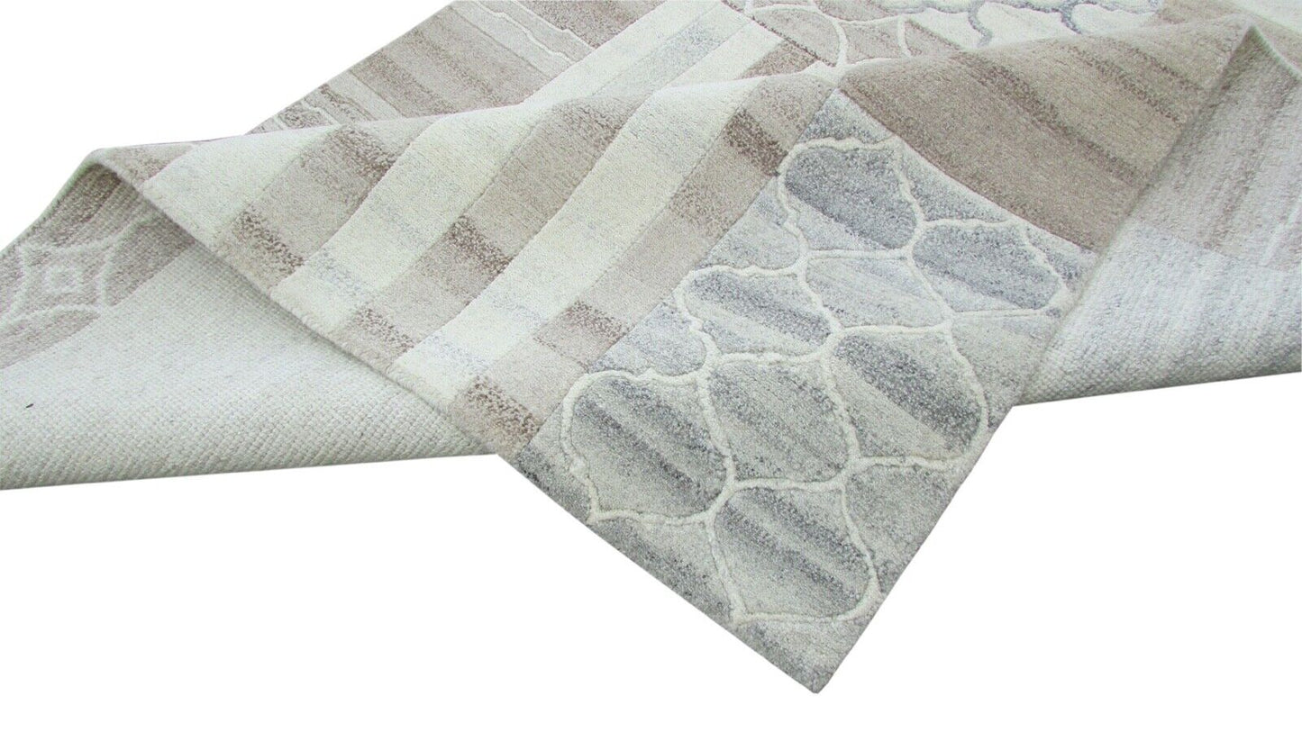 Nepal Teppich Handgeknüpft Beige Grau 100% Wolle Orientteppich 162X226 cm N-14