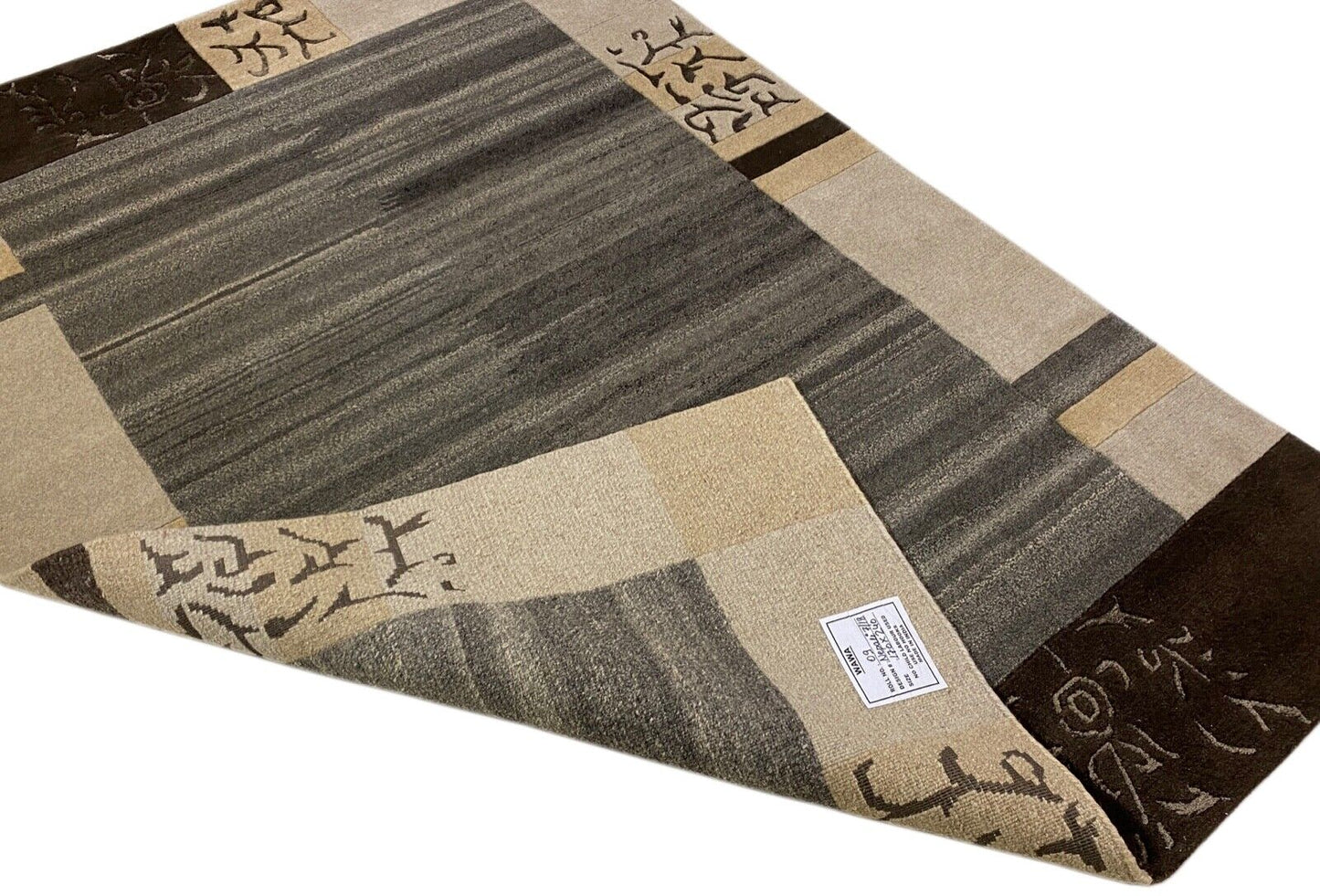 Teppich Handgeknüpft Indo Nepal Naturfarben Grau Beige Braun 120X185 cm Wolle