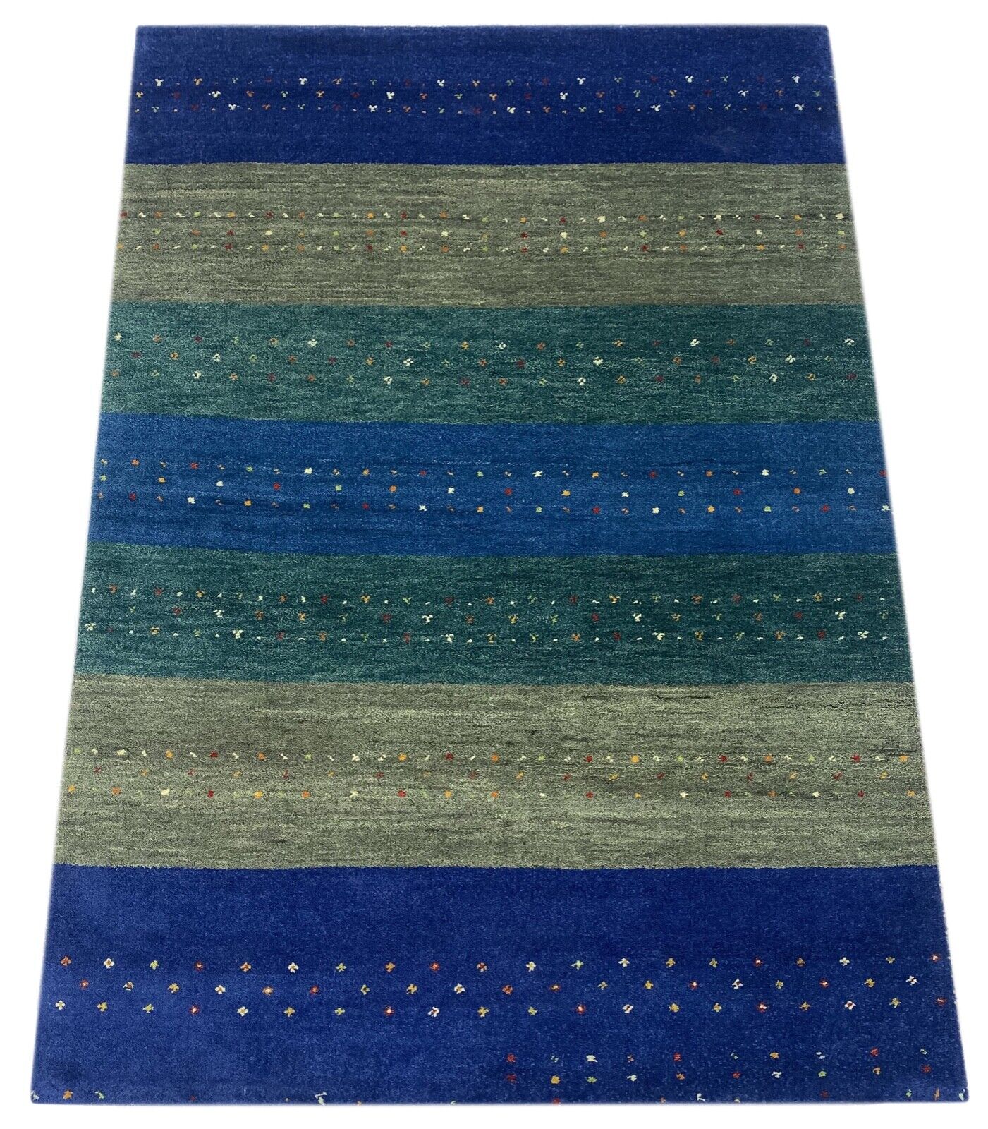 Gabbeh Teppich 100% Wolle Blau Handgeknüpft Orientteppich 170X240 cm WR39