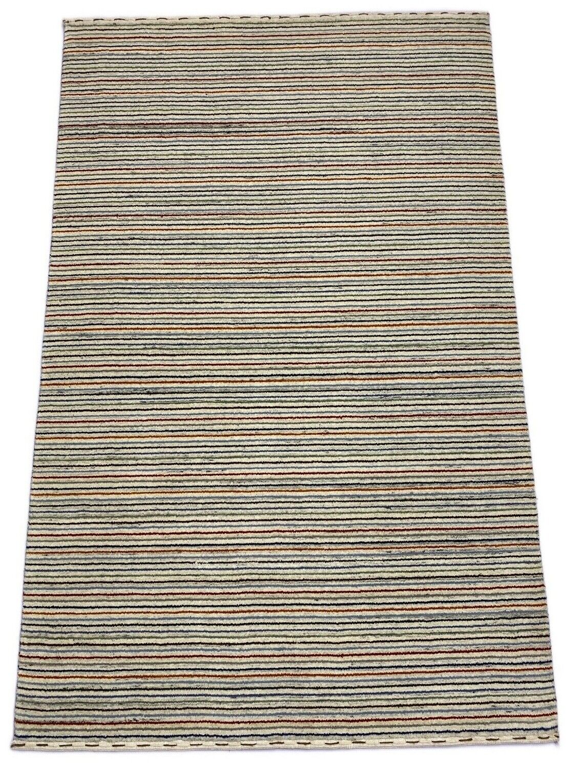 Teppich 100% Wolle Beige Braun Blau loom lori Handgewebt 120x180 cm S47