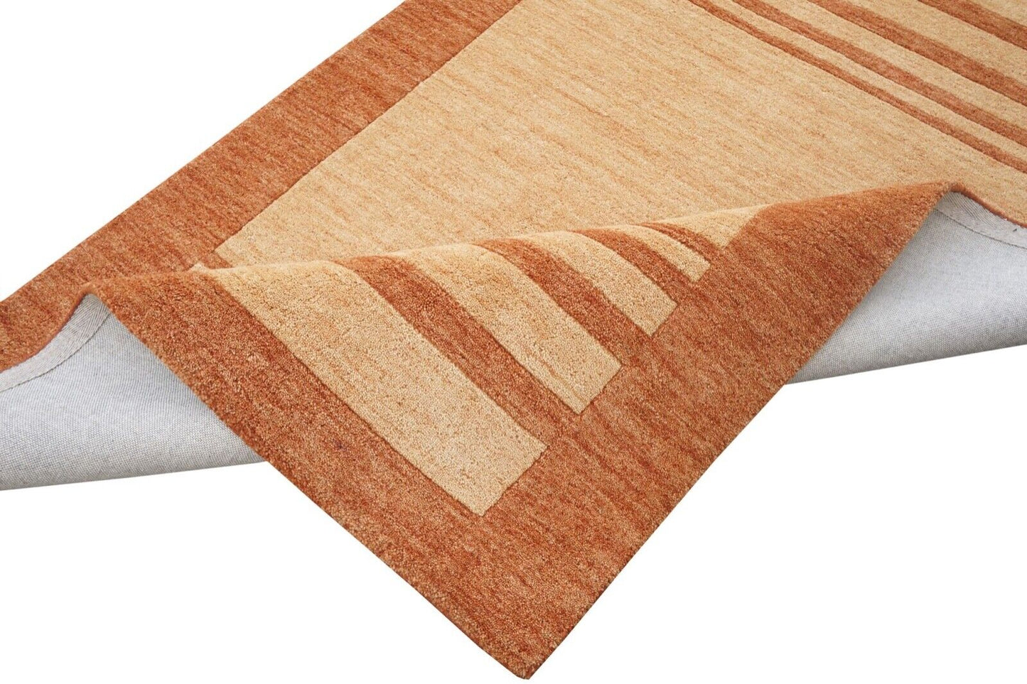 Orange Beige 140X200 cm Teppich 100% Wolle Orientteppich Handgetuftet HT613