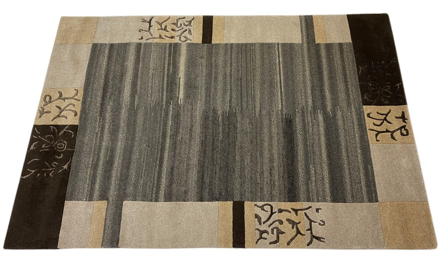 Teppich Handgeknüpft Indo Nepal Naturfarben Grau Beige Braun 120X185 cm Wolle