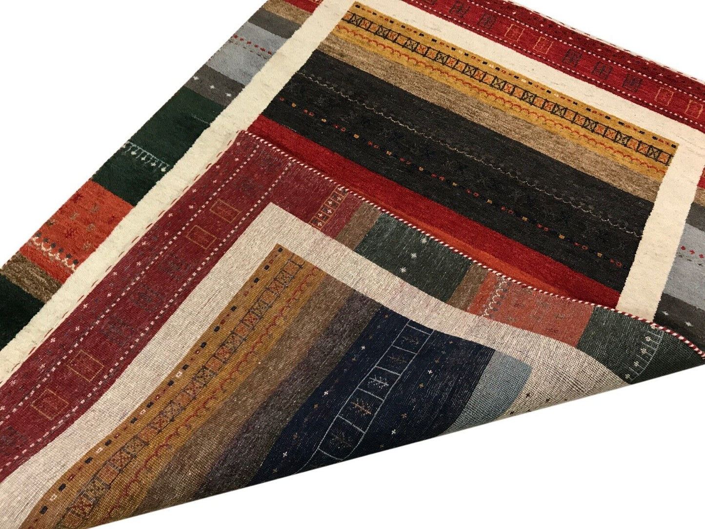 Hochwertiger Gabbeh Teppich 140X200 cm 100% Wolle Handgeknüpft Orientteppich
