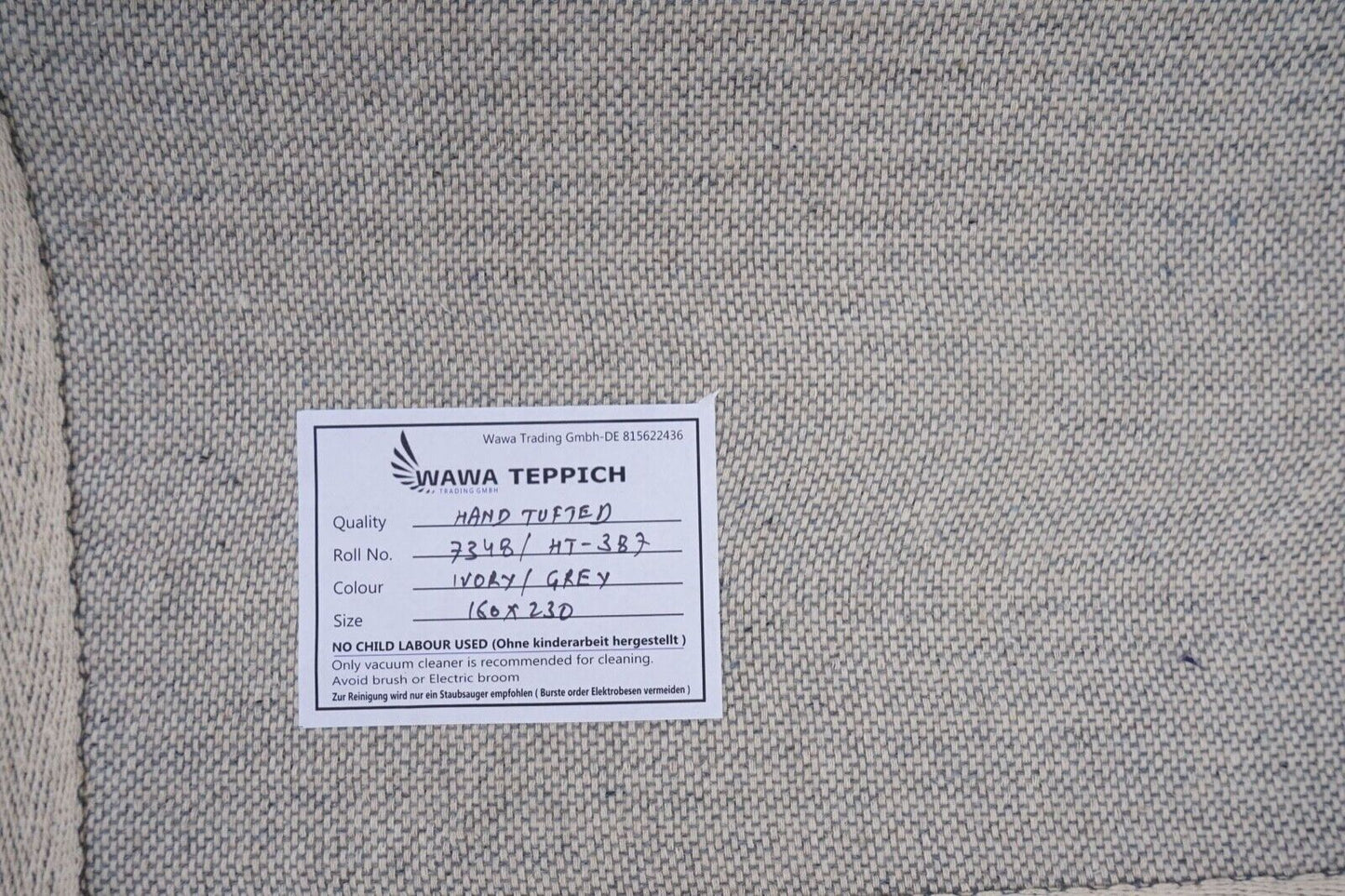 Beige Grau 160X230 cm Teppich 100% Wolle Orientteppich Handgetuftet HT387