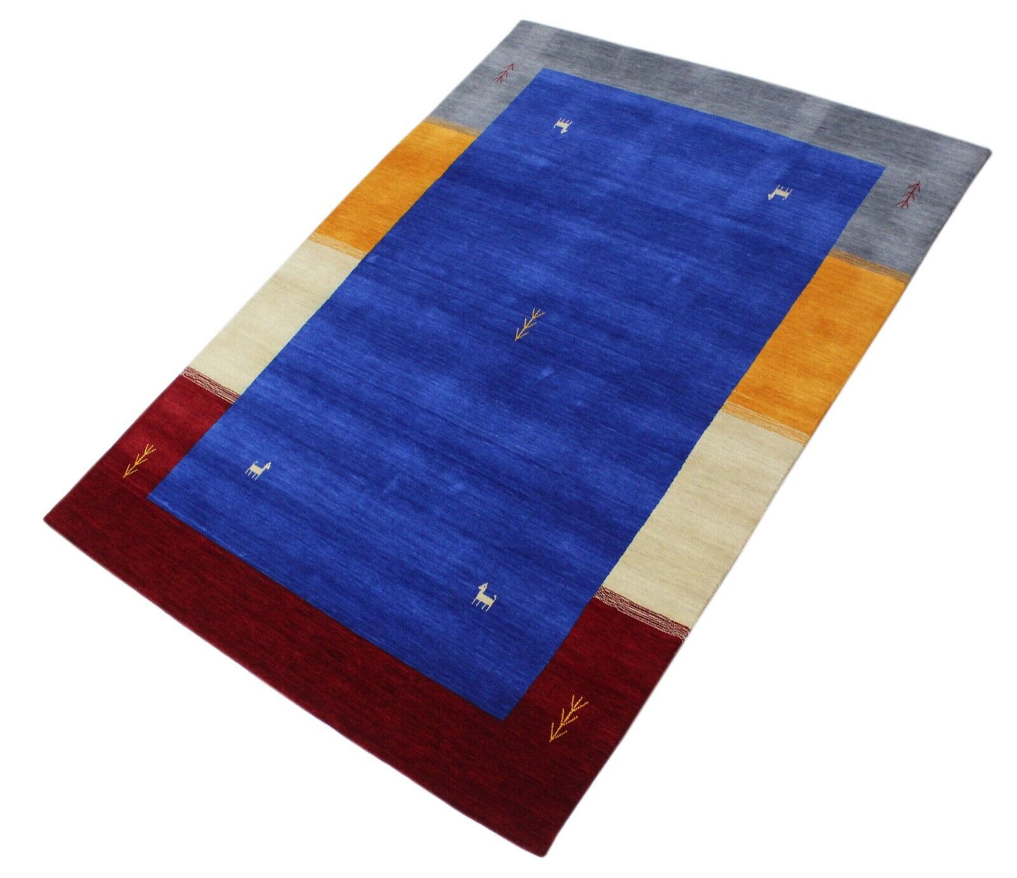 Gabbeh 100% Wolle Orientteppich 174x245 cm Handgewebt loom Blau Teppich