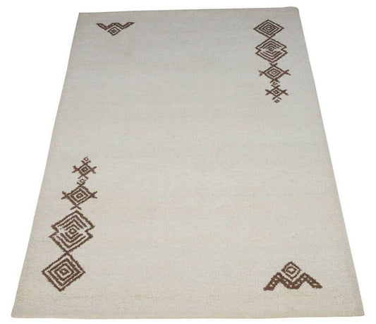 Teppich 100% Wolle Beige 160X230 cm Orientteppich Handgetuftet HT421