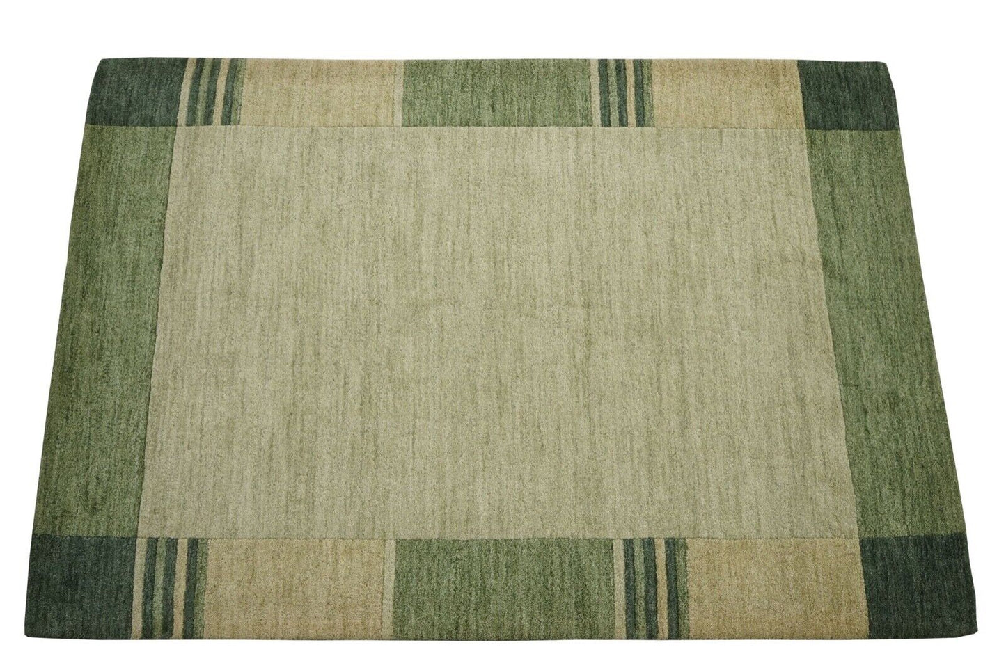Hell Grün Beige 140X200 cm Teppich 100% Wolle Orientteppich Handgetuftet HT608