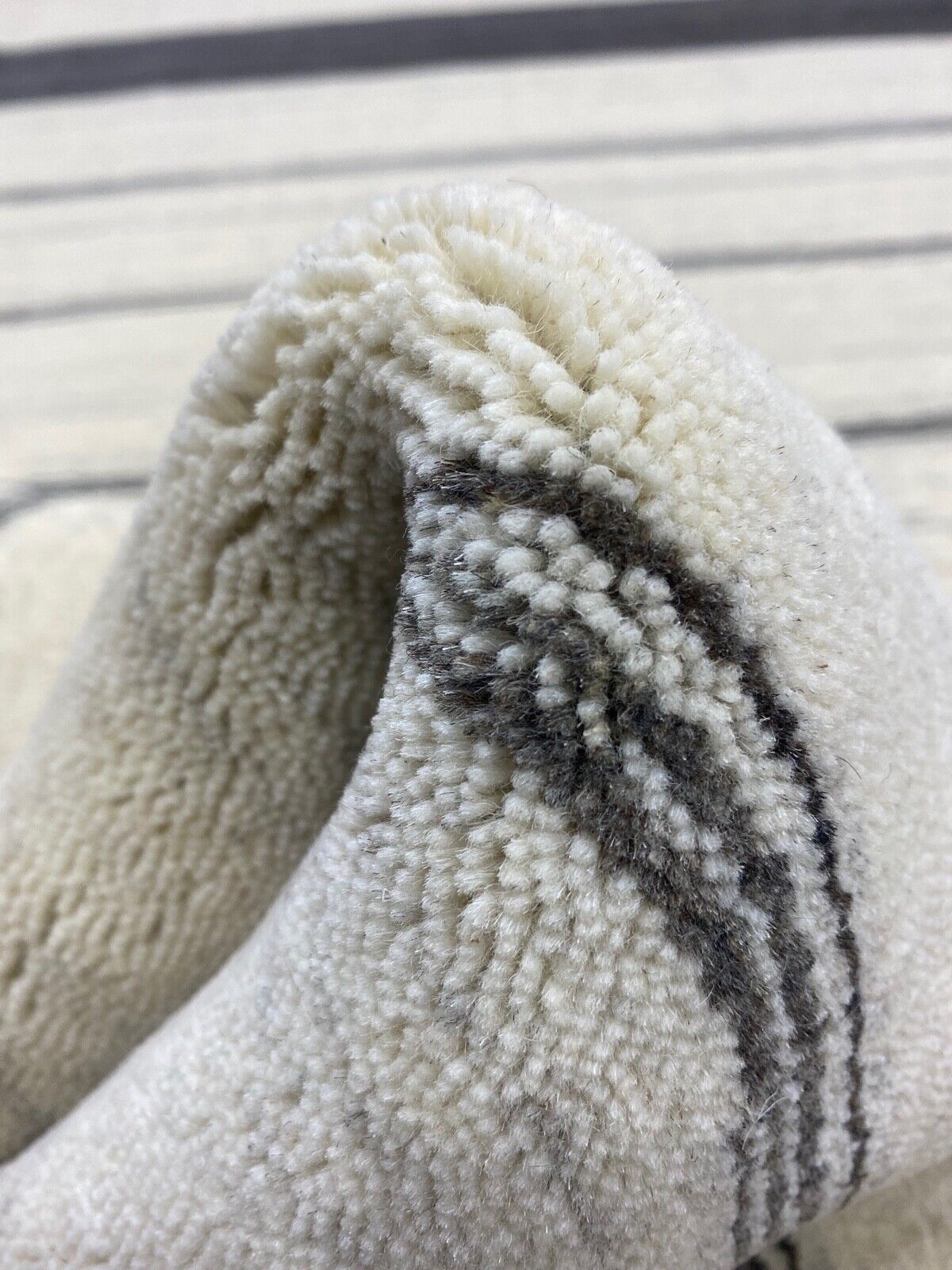 Teppich 100% Wolle Grau Beige Gabbeh lori Handgewebt 124x182 cm Naturwolle S95