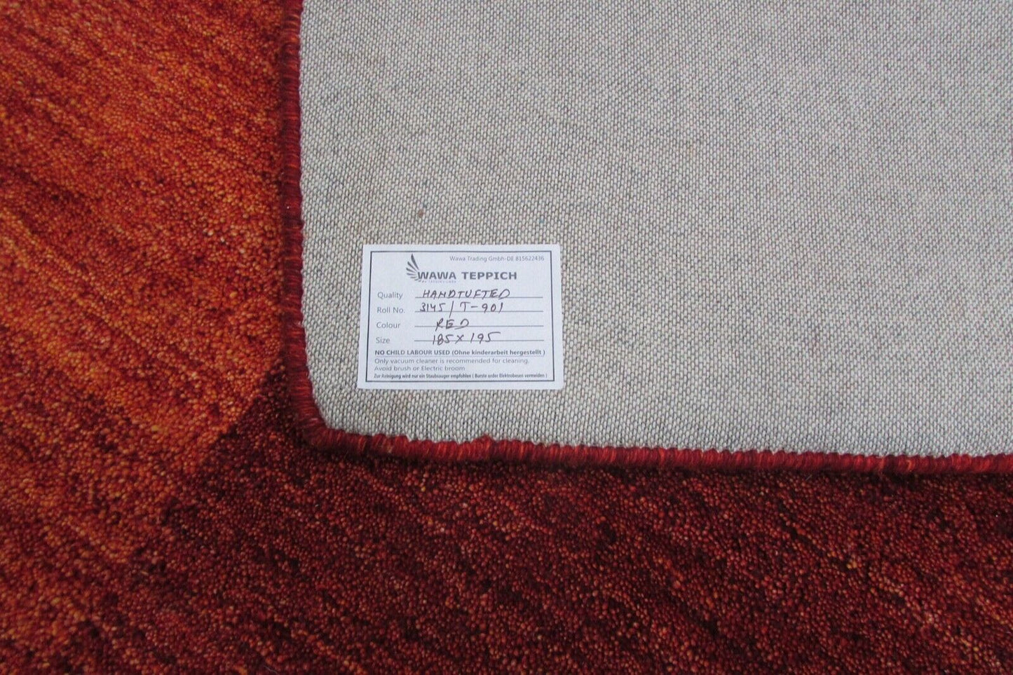 Terrakotta Orange Teppich  100% Wolle Handgetuftete 185X195 CM Designer T901