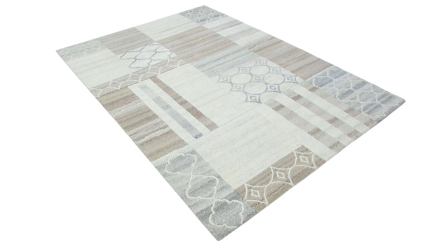 Nepal Teppich Handgeknüpft Beige Grau 100% Wolle Orientteppich 162X226 cm N-14