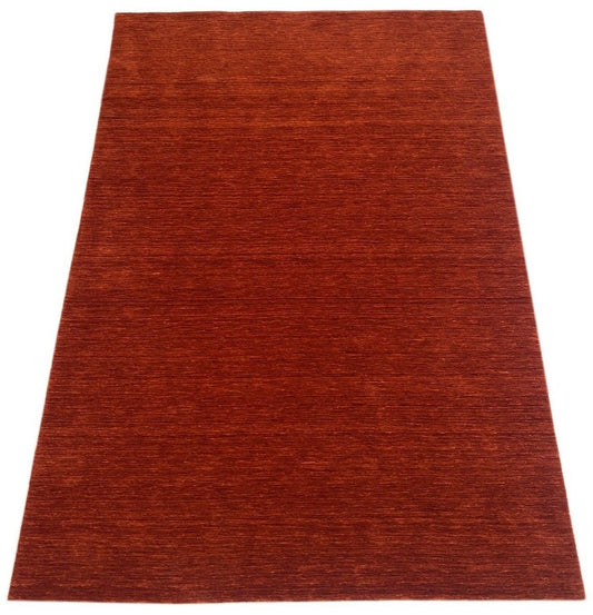 Rot Teppich 100% Wolle 170x240 cm Orange Handgewebt einfarbig gefärbt WR135