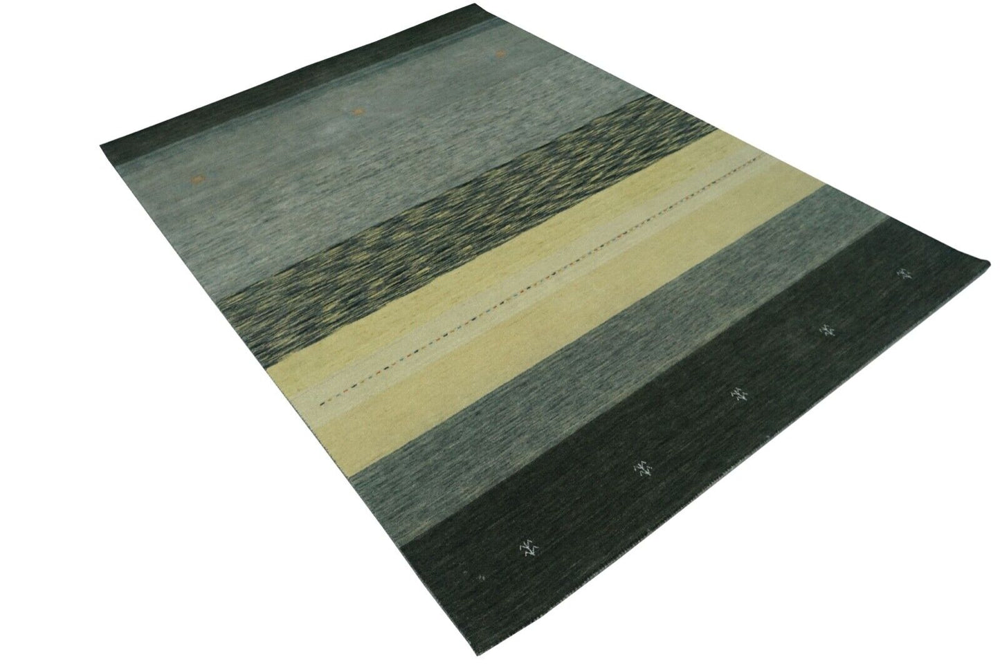 Gabbeh Teppich Grau Beige 100% Wolle 170x240 cm Orientteppich Handgewebt Lr675