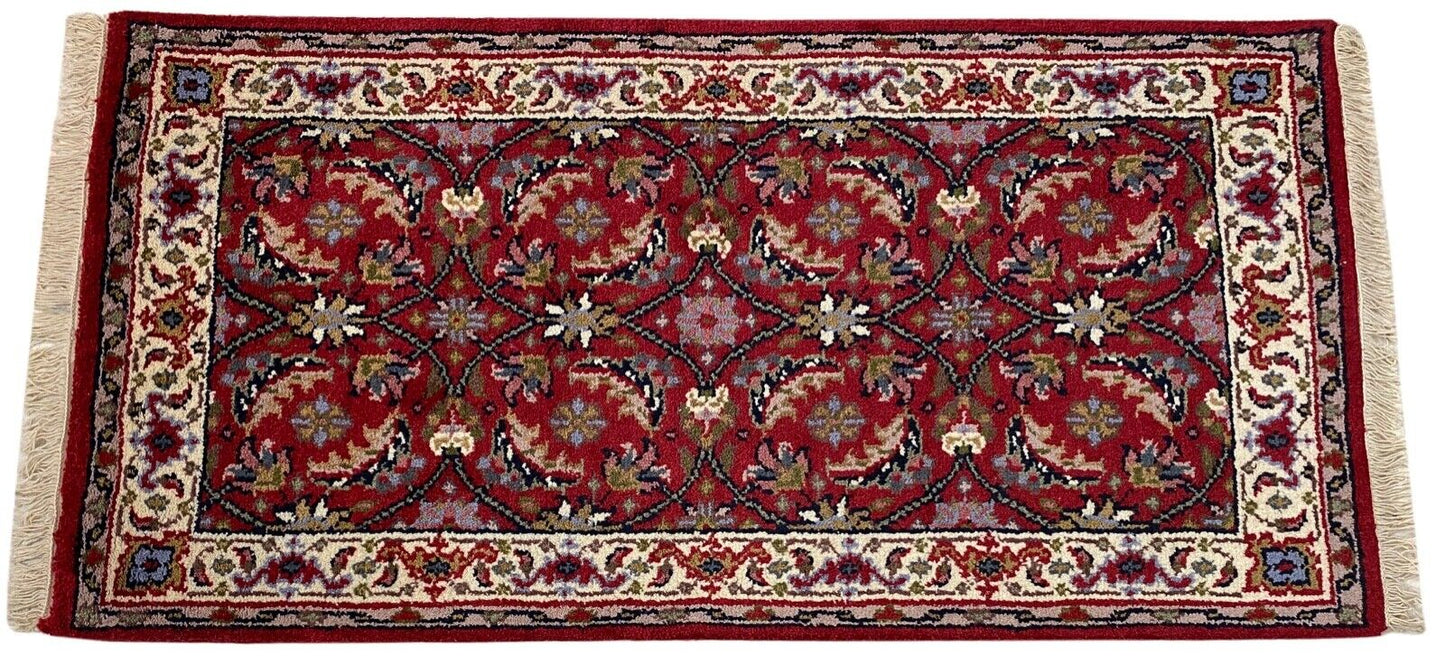 Rot Teppich Wolle Fußmatten Handgeknüpft 100% Schurwolle 70X140 cm D16