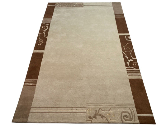 Indo Nepal Teppich Handgeknüpft Beige Braun 200X300 cm Wolle Orientteppich