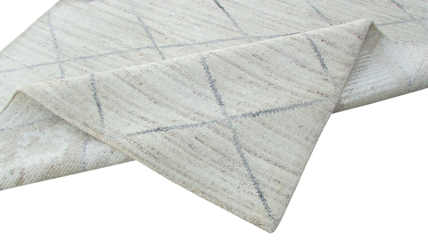 Nepal Teppich Handgeknüpft Beige Grau 100% Wolle Orientteppich 164x224 cm N-75