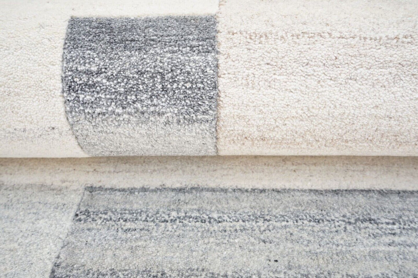 Teppich 100% Wolle Grau Beige 160X230 cm Orientteppich Handgetuftet HT232