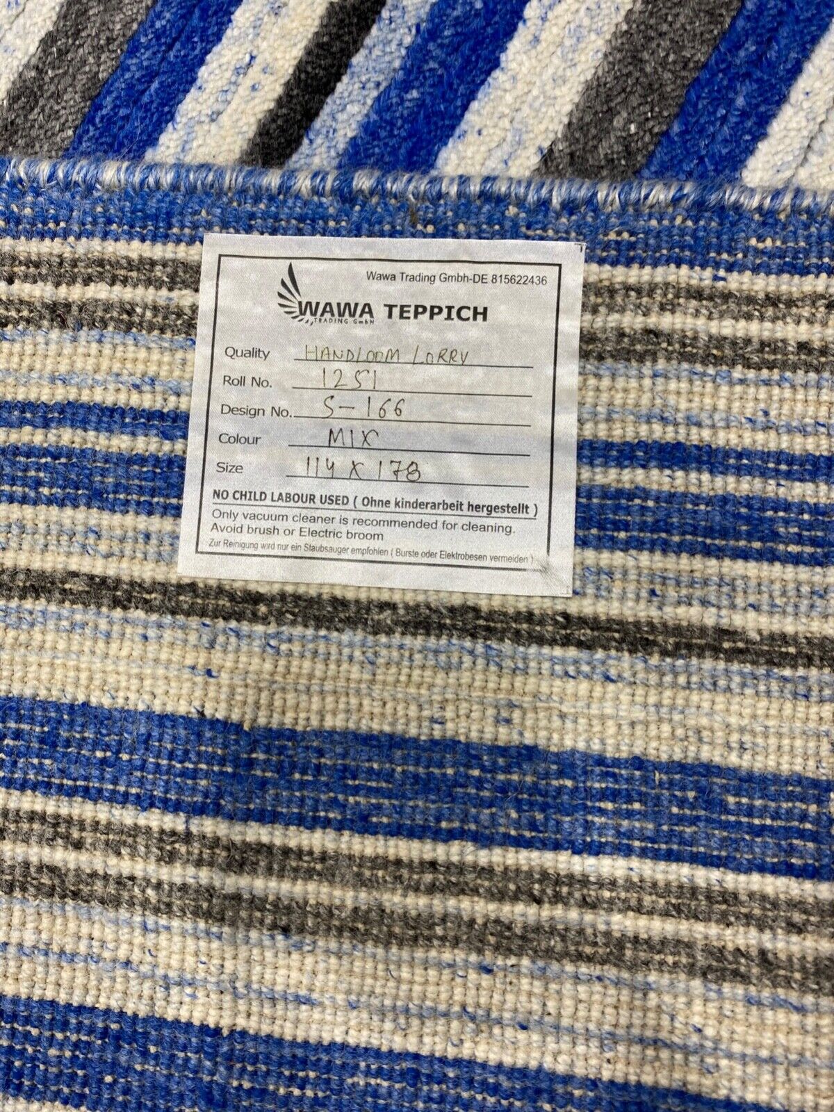 Teppich Gabbeh Beige Blau Braun 100% Wolle loom lori Handgewebt 114x178 cm S166