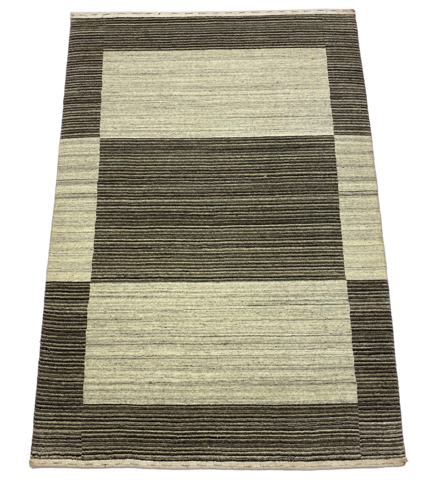 Teppich 100% Wolle Grau Braun Beige Gabbeh lori Handgewebt 120x170 cm S152