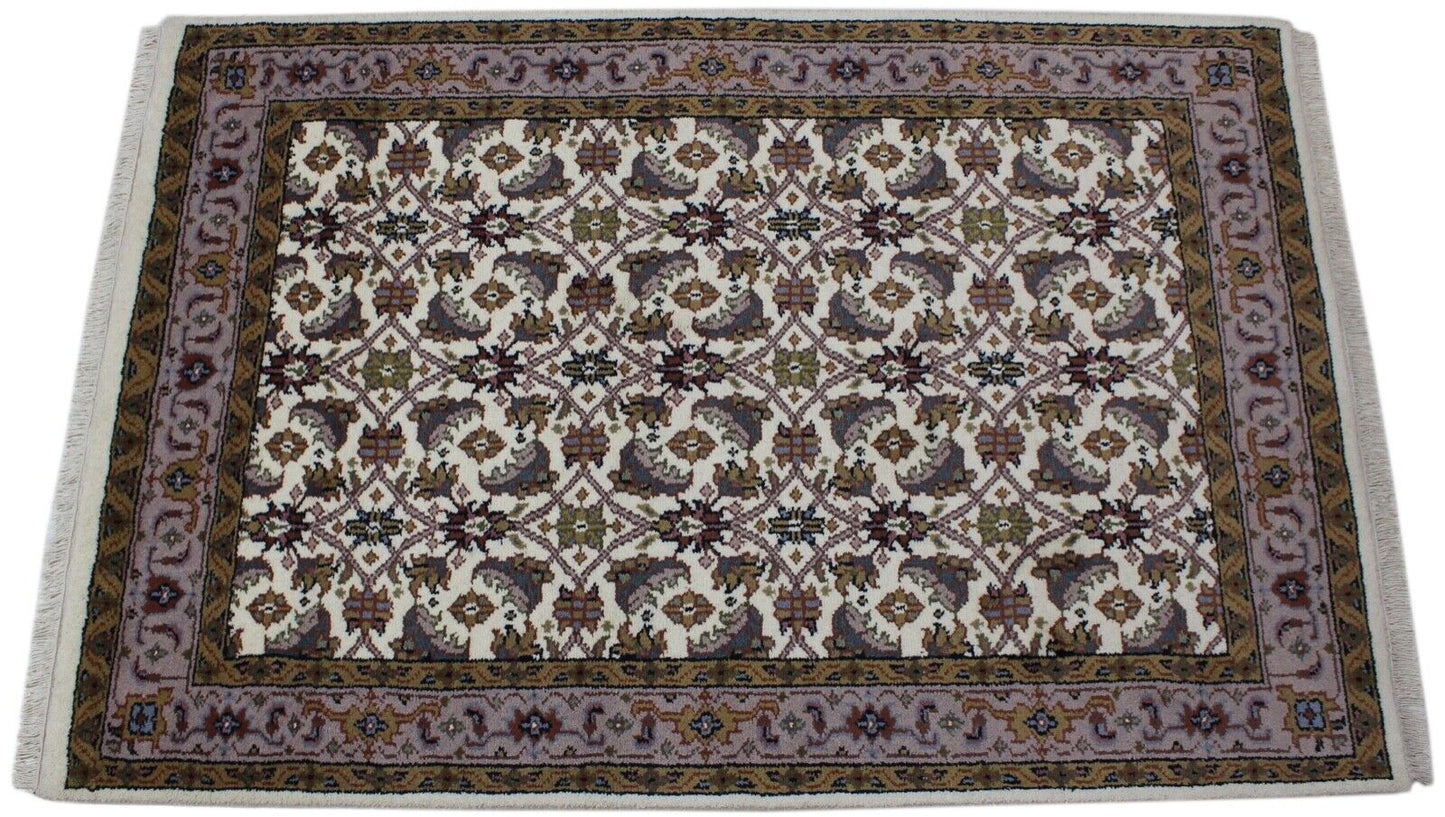 Beige Teppich Wolle Handgeknüpft Orientteppich 100% Schurwolle 120X180 cm D9