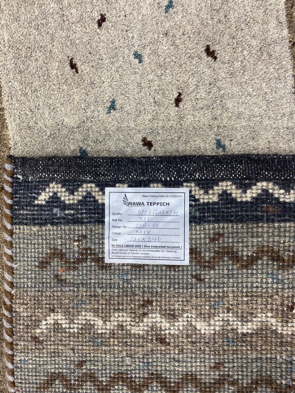 Gabbeh Teppich 100% Wolle Beige Braun Elfenbein Handgeknüpft 170X240 cm WR55