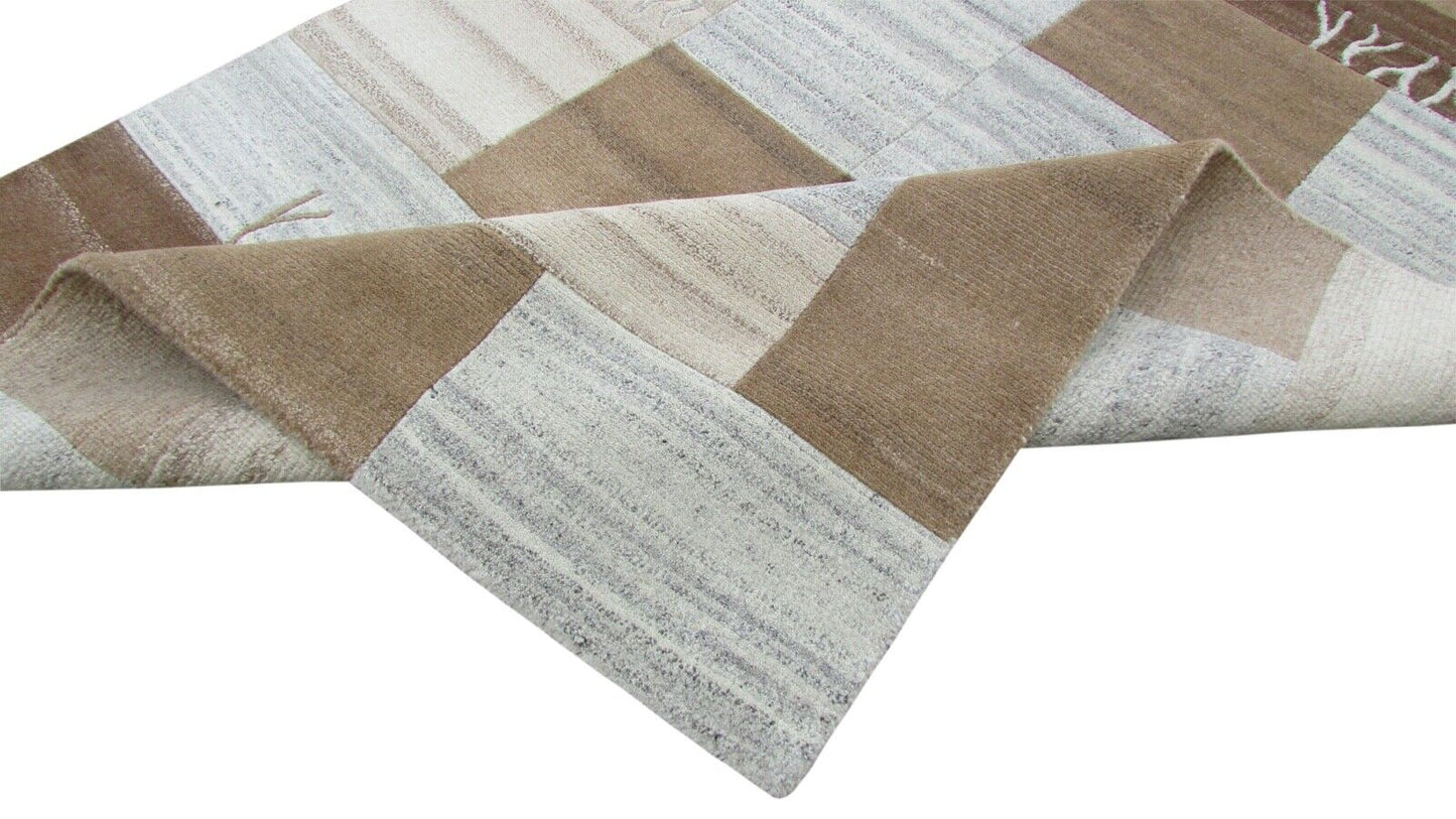 Orientteppich Nepal Teppich Handgeknüpft Braun Grau 100% Wolle 160x230 cm N-31