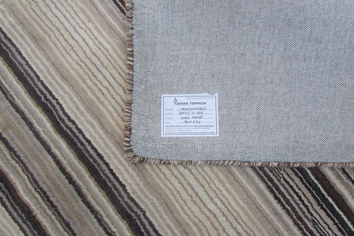 Grau Teppich 100% Wolle Beige Handgeweb Orientteppich Gabbeh 160X230 cm T810