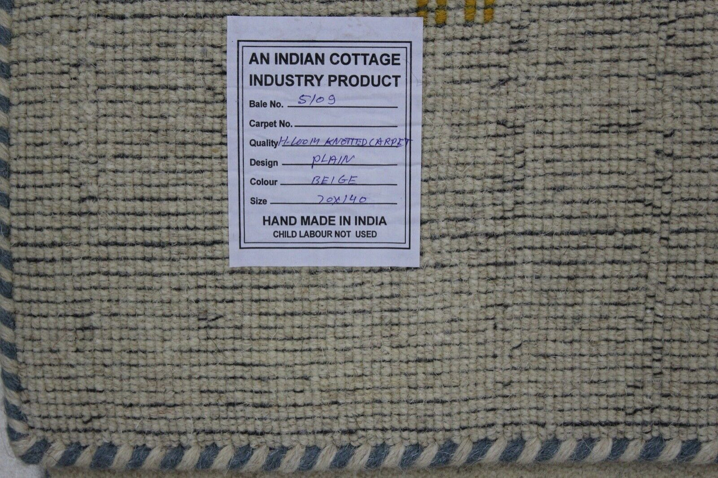 Gabbeh Beige Teppich 100% Wolle Handgewebt Loom Orientteppich 70x140 cm Lori v.c