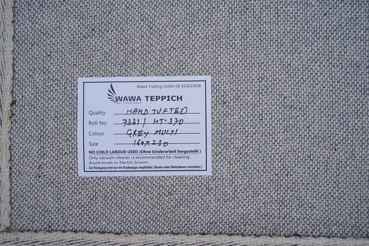 Teppich 100% Wolle Beige Braun Grau 160X230 cm Orientteppich Handgetuftet HT370