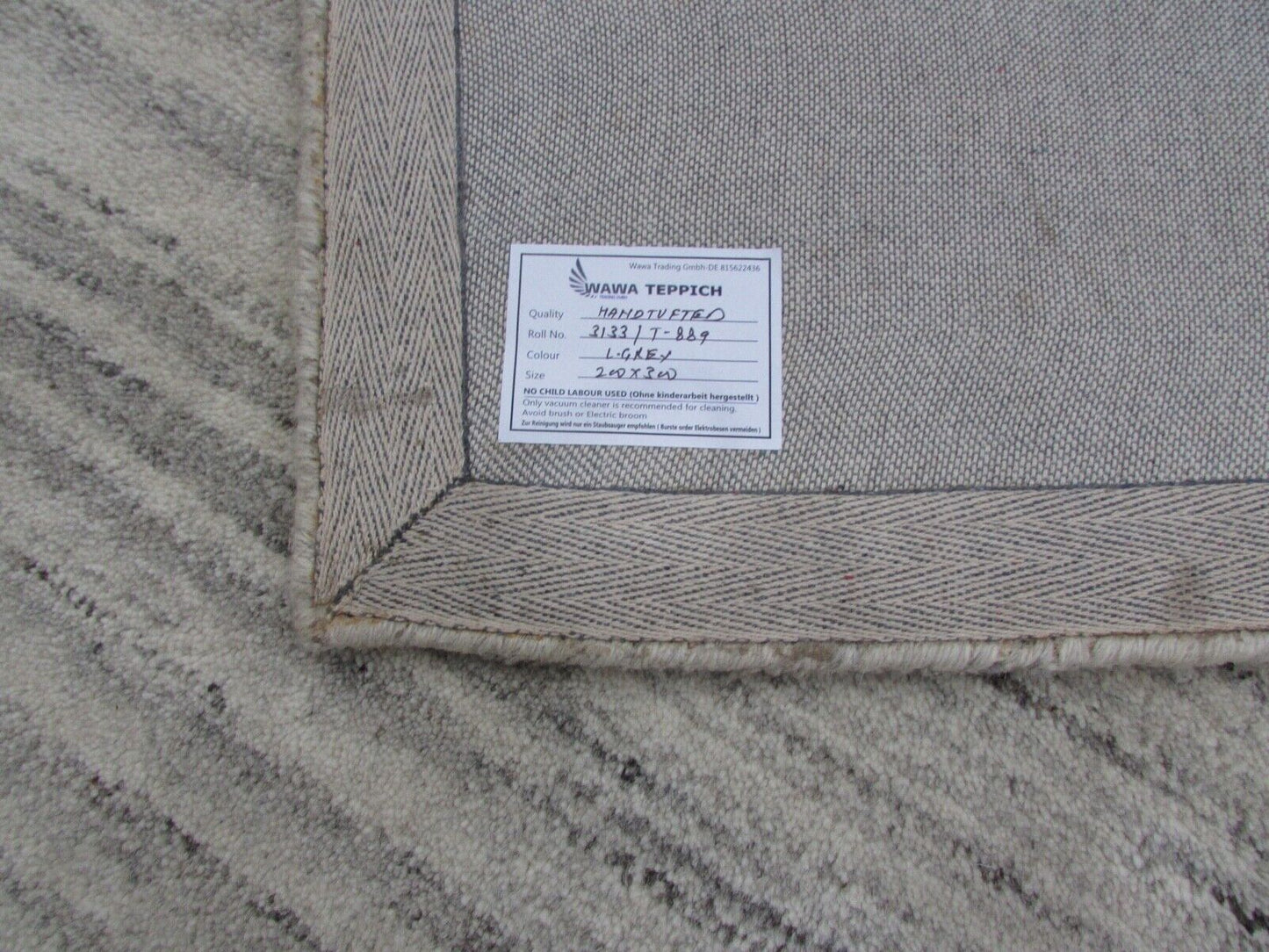 Beige Teppich 200X300 CM 100% Wolle Handgetuftete Handarbeit Designer T889