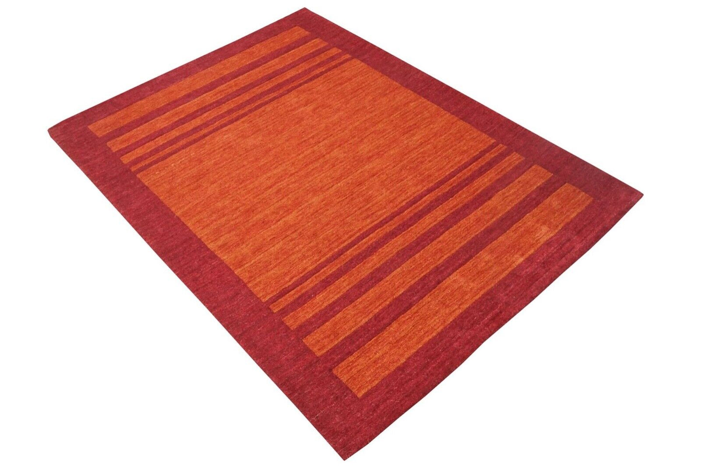 Rot Orange140X200 cm Teppich 100% Wolle Orientteppich Handgetuftet HT578