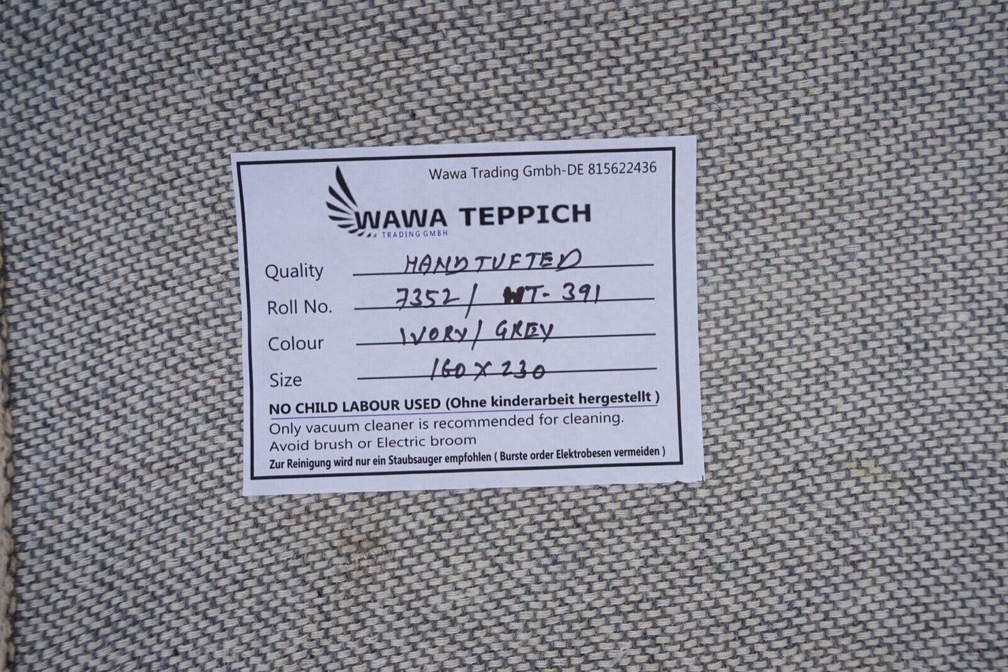 Teppich 100% Wolle Beige Braun 160X230 cm Orientteppich Handgetuftet HT391